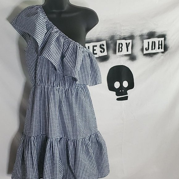 Mink Pink Gingham 'Wanderer' One Shoulder Dress - Small - Picture 1 of 12